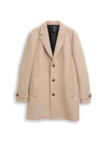 TOM TAILOR Herren 1046987 Wollmantel, 36083-Taupe Wool Twill, L von TOM TAILOR