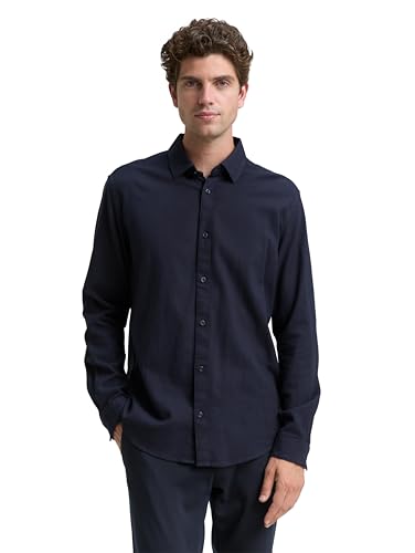 TOM TAILOR Herren 1047336 Hemd, 38513-Navy Tonal Squared Structure, M von TOM TAILOR