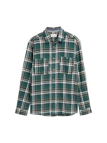 TOM TAILOR Herren 1047337 Hemd, 38514-Green Multicolor Check, L von TOM TAILOR