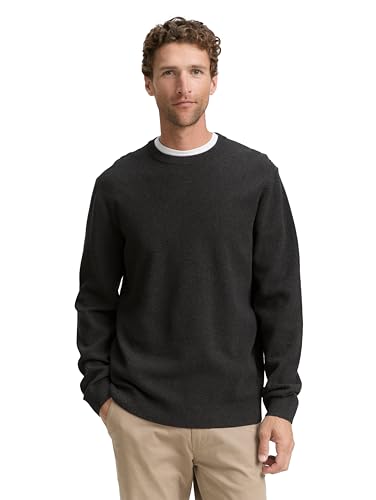TOM TAILOR Herren 1047570 Pullover, 10617-Black Grey Melange, L von TOM TAILOR