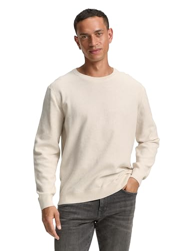 TOM TAILOR Herren 1047570 Pullover, 38677-Soft Buttercream Melange, M von TOM TAILOR