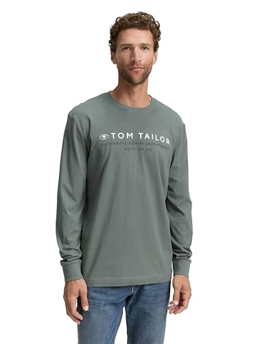TOM TAILOR Herren 1047769 Longsleeve T-Shirt, 21951-Washed Jasper Green, S von TOM TAILOR