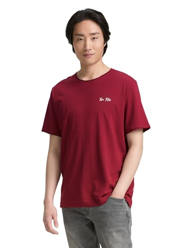 TOM TAILOR Herren 1047774 T-Shirt, 35930-Deep Red, L von TOM TAILOR
