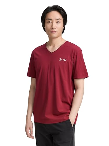 TOM TAILOR Herren 1047775 T-Shirt, 35930-Deep Red, XL von TOM TAILOR