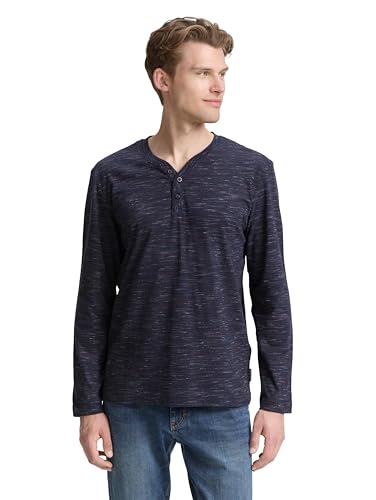 TOM TAILOR Herren 1047787 Longsleeve T-Shirt, 38719-Navy Red Multi Inject, XXL von TOM TAILOR