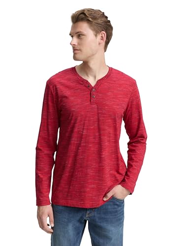 TOM TAILOR Herren 1047787 Longsleeve T-Shirt, 38850-Samba Red Multi Inject, XXL von TOM TAILOR