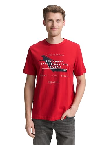 TOM TAILOR Herren 1047808 T-Shirt, 12830-Samba Red, S von TOM TAILOR