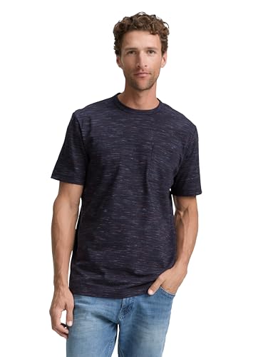 TOM TAILOR Herren 1048082 T-Shirt, 38719-Navy Red Multi Inject, S von TOM TAILOR