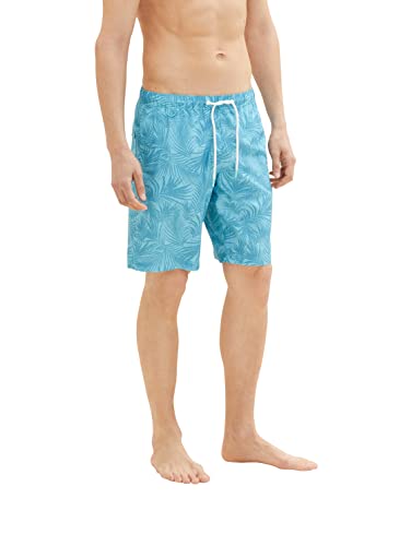 TOM TAILOR Herren Badeshorts mit Muster 1035051, 31477 - blue tibetan stone leaf design, S von TOM TAILOR