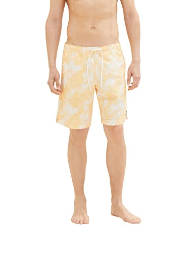 TOM TAILOR Herren Badeshorts mit Muster 1035051, 31478 - corn yellow leaf design, L von TOM TAILOR