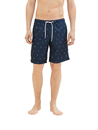 TOM TAILOR Herren Badeshorts mit Muster 1035051, 31481 - morning pink palm design, L von TOM TAILOR