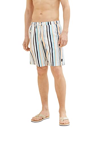 TOM TAILOR Herren Badeshorts mit Muster 1035051, 31554 - white multicolor stripe, L von TOM TAILOR