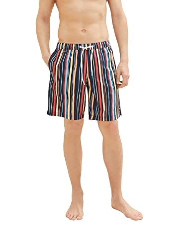 TOM TAILOR Herren Badeshorts mit Muster 1035051, 31555 - navy multicolor stripe, L von TOM TAILOR