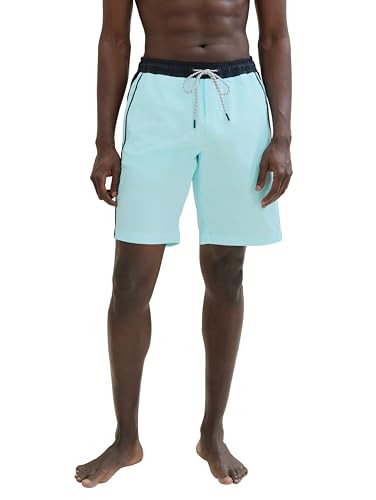TOM TAILOR Herren Basic Badehose mit Logo, caribbean turquoise, M von TOM TAILOR