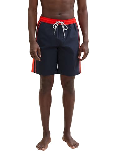 TOM TAILOR Herren Basic Badehose mit Logo, sky captain blue, XXL von TOM TAILOR