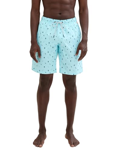 TOM TAILOR Herren Basic Badeshorts, teal navy summer design, S von TOM TAILOR