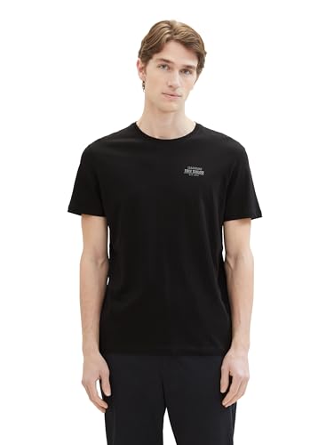 TOM TAILOR Herren Basic Crew-Neck T-Shirt, 29999 - Black, M von TOM TAILOR