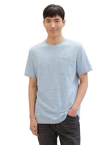 TOM TAILOR Herren Basic Crew-Neck T-Shirt mit Brusttasche, 15159 - Foggy Blue, XL von TOM TAILOR