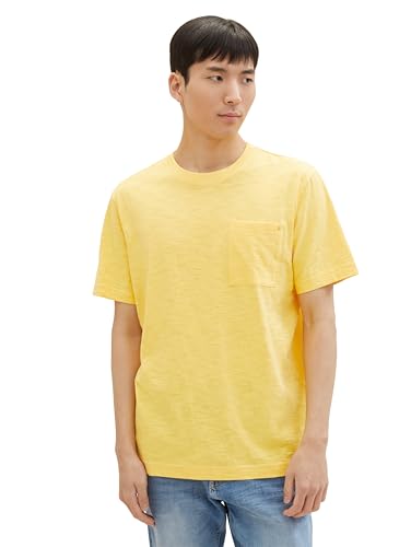 TOM TAILOR Herren Basic Crew-Neck T-Shirt mit Brusttasche, 34663 - Sunny Yellow, M von TOM TAILOR