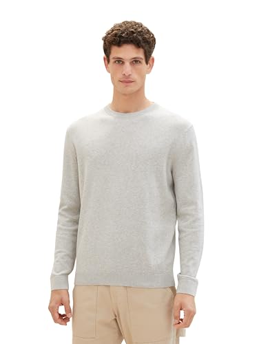 TOM TAILOR Herren Basic Crewneck Pullover aus Baumwolle, 32782 - Alfalfa Melange, XXL von TOM TAILOR