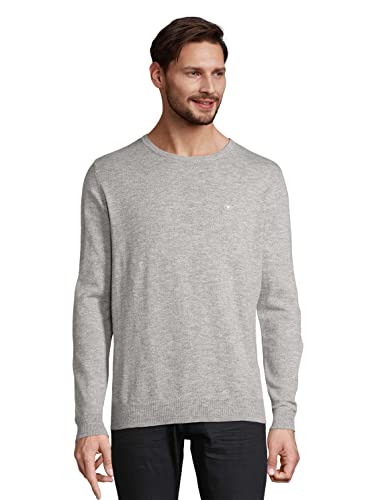 TOM TAILOR Herren Basic Crewneck Strickpullover 1032027, 24206 - Light Grey White Mouline, S von TOM TAILOR