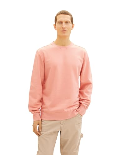 TOM TAILOR Herren Basic Crewneck Sweatshirt, 12642 - Hazy Coral Rose, L von TOM TAILOR