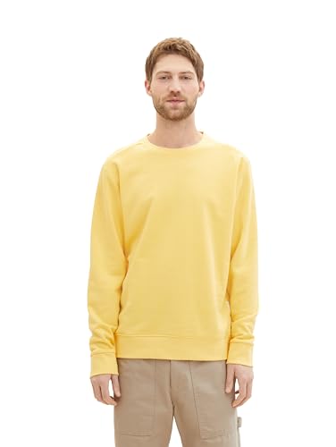 TOM TAILOR Herren Basic Crewneck Sweatshirt, 34663 - Sunny Yellow, M von TOM TAILOR