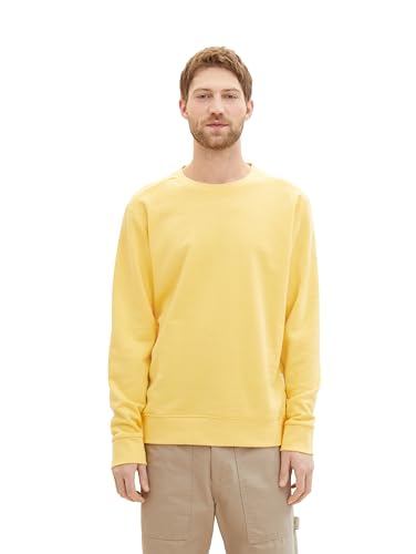 TOM TAILOR Herren Basic Crewneck Sweatshirt, 34663 - Sunny Yellow, S von TOM TAILOR