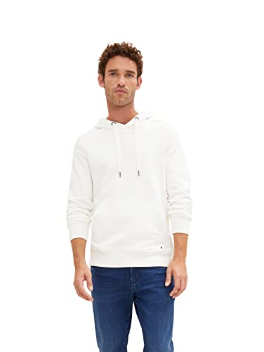 TOM TAILOR Herren Basic Hoodie Sweatshirt 1034361, 10332 - Off White, XL von TOM TAILOR