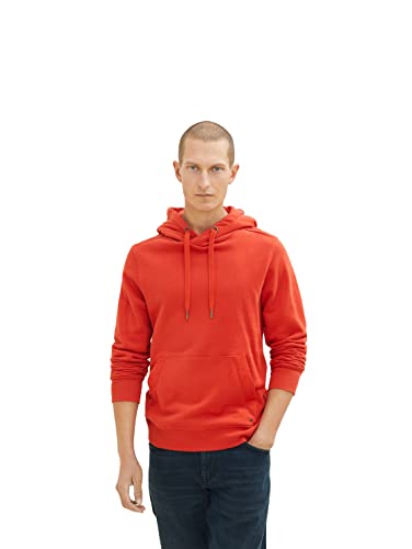 TOM TAILOR Herren Basic Hoodie Sweatshirt 1034361, 11311 - Molten Lava Red, L von TOM TAILOR