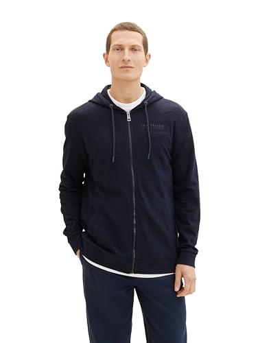 TOM TAILOR Herren Basic Kauzenjacke mit Logo, 10668 - Sky Captain Blue, XL von TOM TAILOR