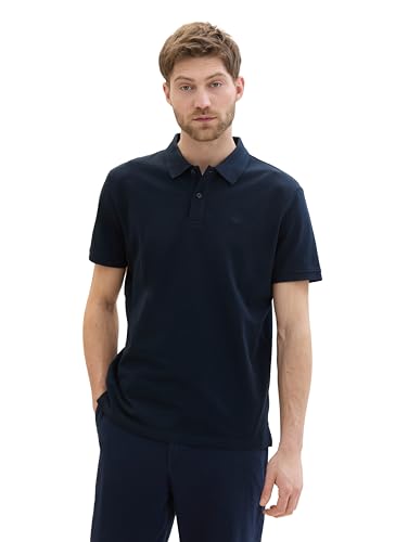 TOM TAILOR Herren Basic Piqué Poloshirt, Dark Blue, XXL von TOM TAILOR