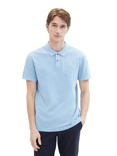 TOM TAILOR Herren Basic Piqué Poloshirt, 32245 - Washed Out Middle Blue, S von TOM TAILOR