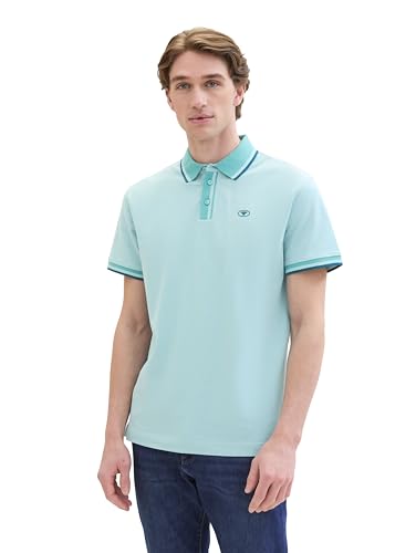 TOM TAILOR Herren Basic Piqué Poloshirt, meadow teal twotone, L von TOM TAILOR
