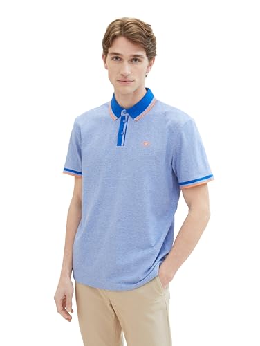 TOM TAILOR Herren Basic Piqué Poloshirt, white sure blue twotone, XXXL von TOM TAILOR