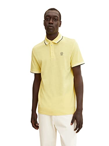 TOM TAILOR Herren Basic Piqué Poloshirt 1031601, 29832 - Yellow Curd Streaky Two Tone, M von TOM TAILOR