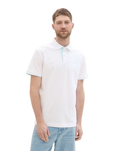 TOM TAILOR Herren Basic Piqué Poloshirt mit Logo-Print, White, XXL TOM TAILOR Herren Basic Piqué Poloshirt mit Logo-Print, White, XXL von TOM TAILOR