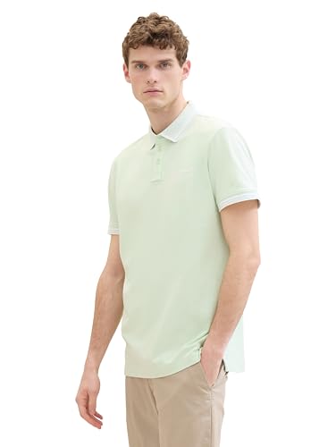 TOM TAILOR Herren Basic Piqué Poloshirt mit Logo-Print , tender sea green, XL von TOM TAILOR