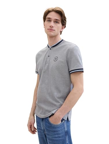 TOM TAILOR Herren Basic Piqué Poloshirt mit Stehkragen, navy white two tone pique, XXL TOM TAILOR Herren Basic Piqué Poloshirt mit Stehkragen, navy white two tone pique, XXL von TOM TAILOR