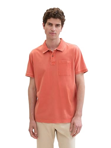 TOM TAILOR Herren Basic Poloshirt im dyed Look, flamingo flower, L TOM TAILOR Herren Basic Poloshirt im dyed Look, flamingo flower, L von TOM TAILOR