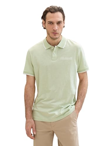 TOM TAILOR Herren Basic Poloshirt mit Streifen, sea green fine stripe, M von TOM TAILOR
