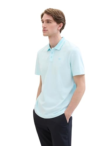 TOM TAILOR Herren Basic Poloshirt mit Streifen, turquoise white stripes, XXL von TOM TAILOR