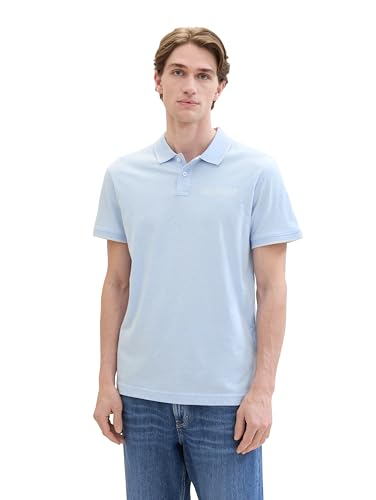 TOM TAILOR Herren Basic Poloshirt mit Streifen, windsurf blue fine stripe, XXL von TOM TAILOR