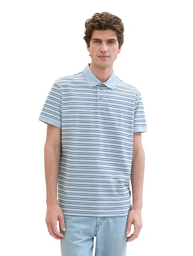 TOM TAILOR Herren Basic Poloshirt mit Streifen, windsurf blue multi stripe, XXXL TOM TAILOR Herren Basic Poloshirt mit Streifen, windsurf blue multi stripe, XXXL von TOM TAILOR
