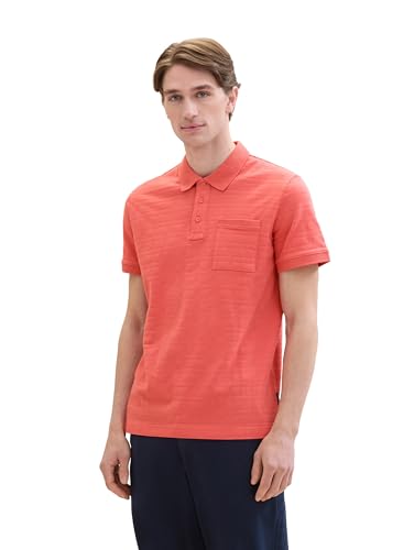TOM TAILOR Herren Basic Poloshirt mit Struktur, flamingo flower, S von TOM TAILOR