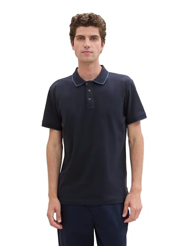 TOM TAILOR Herren Basic Poloshirt mit kurzem Arm,10668 - Sky Captain Blue, S von TOM TAILOR