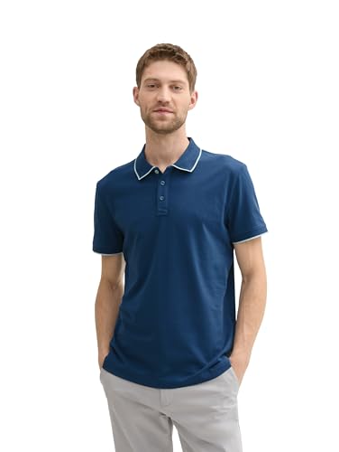 TOM TAILOR Herren Basic Poloshirt mit kurzem Arm,26779 - Nighttime Blue, L von TOM TAILOR
