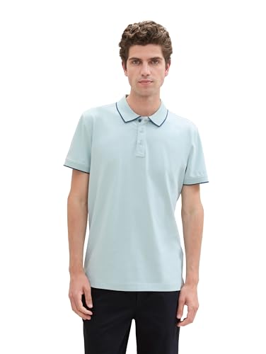 TOM TAILOR Herren Basic Poloshirt mit kurzem Arm,30463 - Dusty Mint Blue, XL von TOM TAILOR