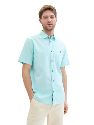 TOM TAILOR Herren Basic Regular Fit Hemd mit Struktur, turquoise square structure, XXL TOM TAILOR Herren Basic Regular Fit Hemd mit Struktur, turquoise square structure, XXL von TOM TAILOR