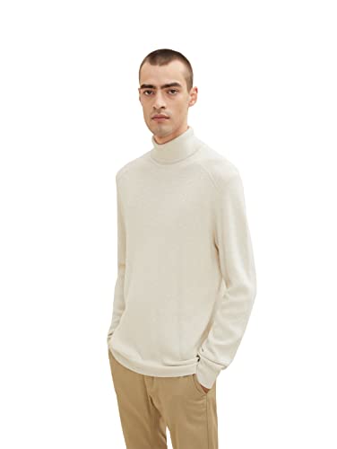 TOM TAILOR Herren 1033684 Basic Rollkragenpullover, 30318 - Nice Off White Melange, 3XL von TOM TAILOR